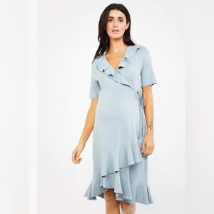 Isabella Oliver Size 4 Sea Green Ellen Maternity/Nursing Ruffle Wrap Dress $149